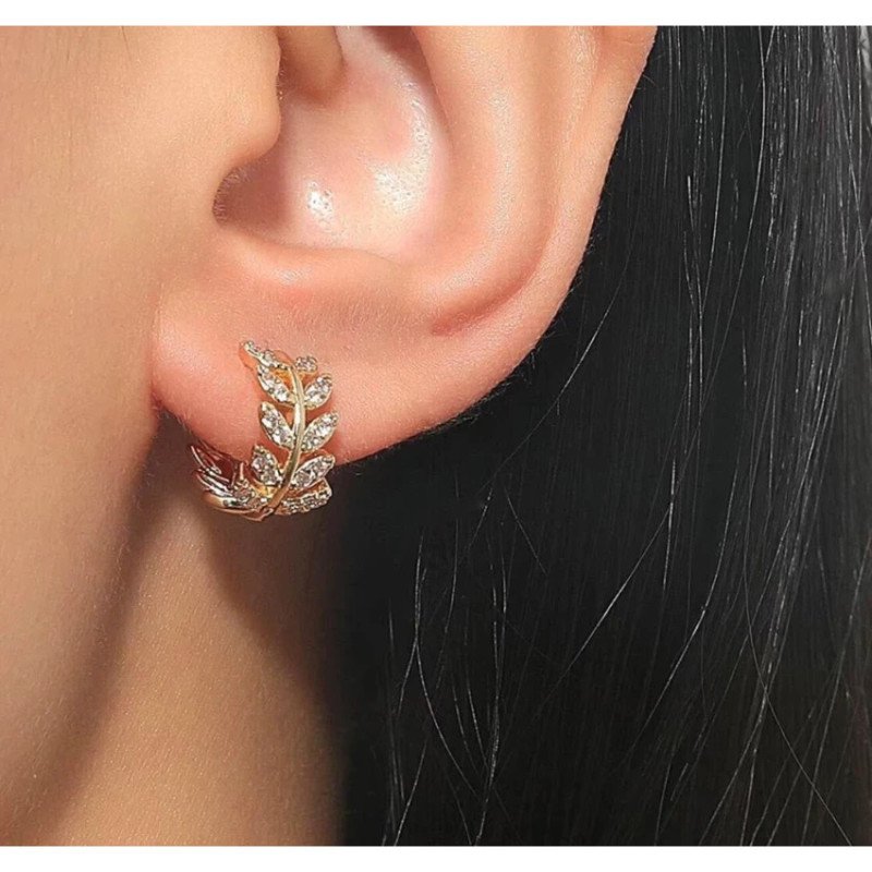 Stainless steel earrings hanging circles LEAF Stainless steel earrings hanging circles LEAF