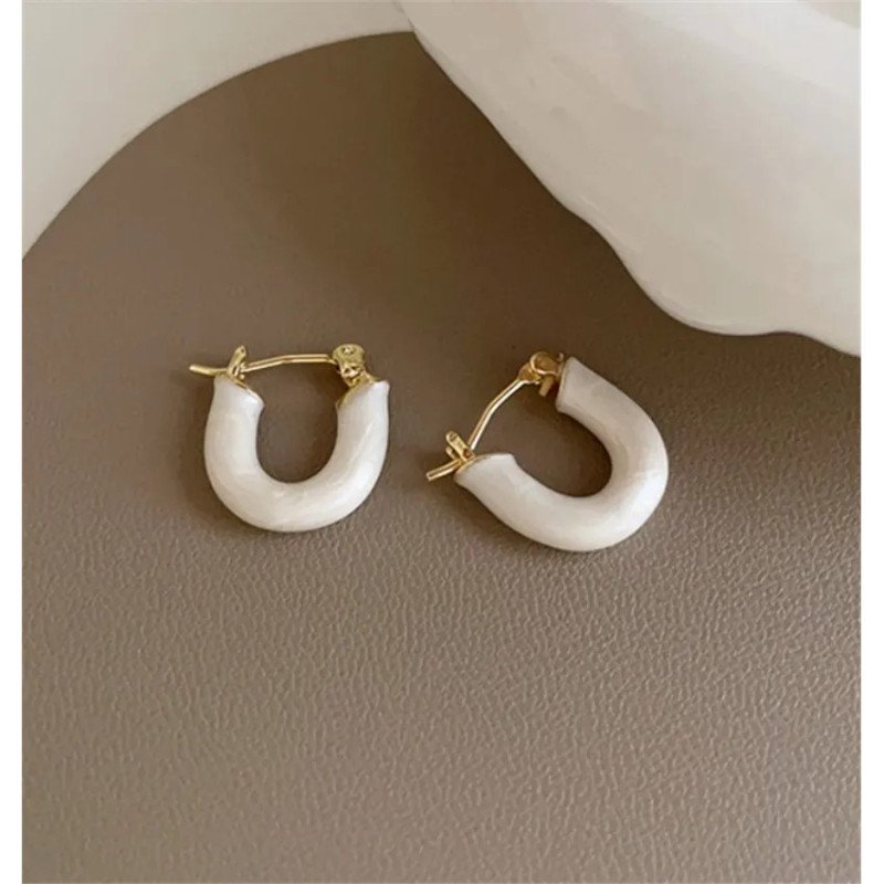 Gold-plated stainless steel earrings White boho