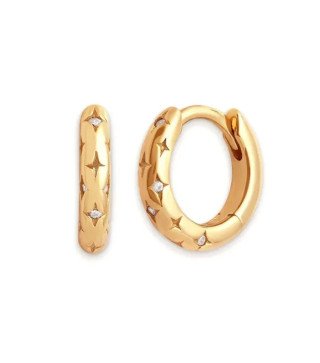 Boucles d'oreilles 'Stars' avec Zirconium, Plaqué Or 14k