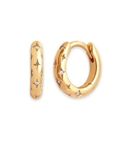 Earrings 'Stars' with Zirconia, Gold Plated with 14k Gold