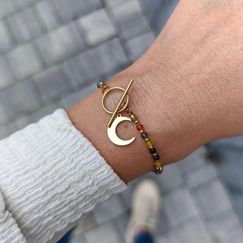 Met 14K goud vergulde chirurgisch stalen armband MOON