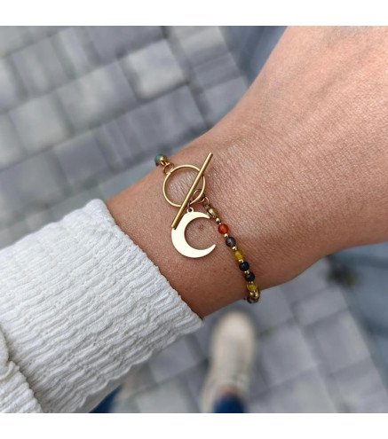 Mit 14K Gold vergoldetes Armband aus chirurgischem Stahl MOON