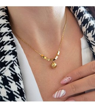 Collier 'Lindo' avec Pendentifs Géométriques, Plaqué Or 14k