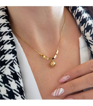 Halskette 'Lindo' mit Geometrischen Anhängern, Vergoldet mit 14k Gold