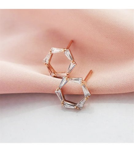 Oorbellen 'Crystal Rhombus' met Kristallen, Verguld met 14-karaats Goud