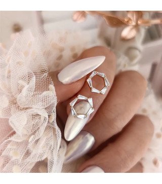 Oorbellen 'Crystal Rhombus' met Kristallen, Verguld met 14-karaats Goud
