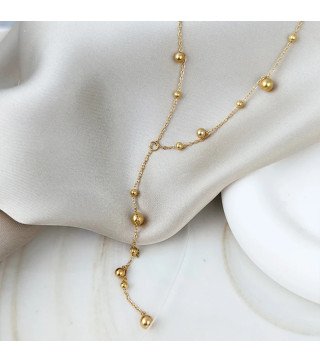 Gold Stainless Steel Necklace with Falling Drops