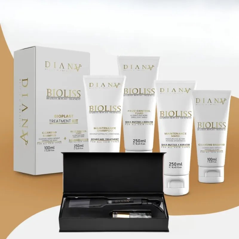 Bioliss – Professionele Set: Bioplastie 250 g + Shampoo 250 ml + Masker 250 ml + Thermische Stijltang