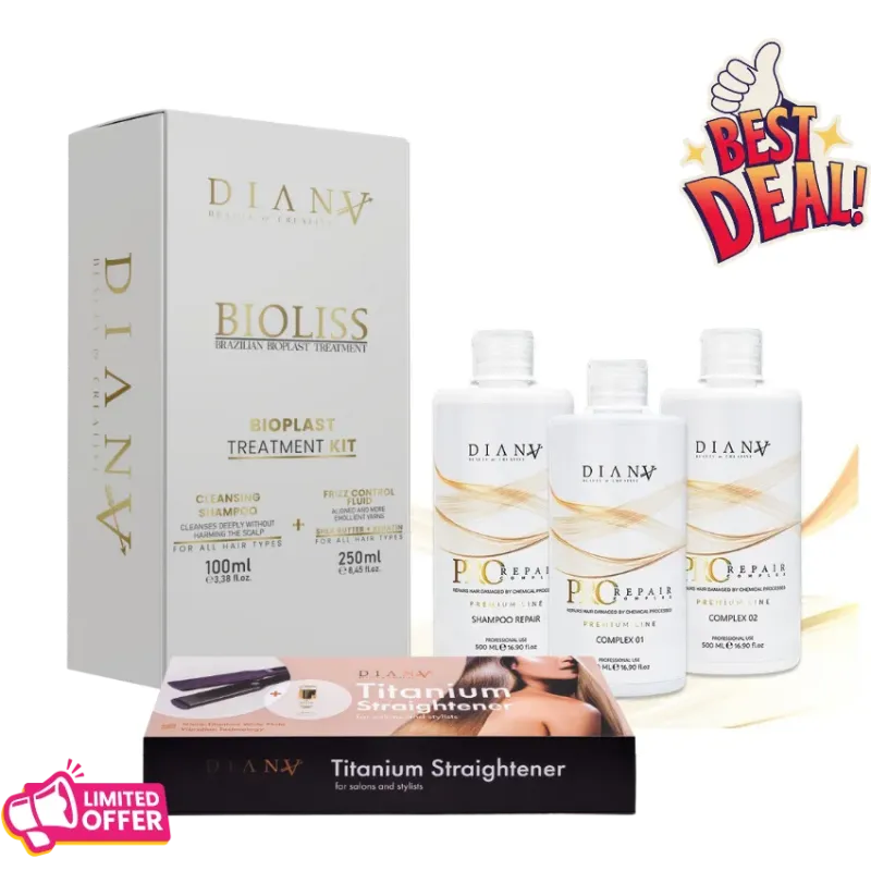 Professionele Set: Bioplastie 250 g + Reinigende Shampoo 100 ml + Pro Repair Complex + Thermische Stijltang Professionele Set: Bioplastie 250 g + Reinigende Shampoo 100 ml + Pro Repair Complex + Thermische Stijltang