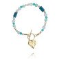 Armband 'Turquoise Heart' met Turkoois Stenen, Verguld met 14-karaats Goud