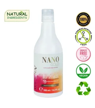 Nanoplastia NanoGold 500ml – Traitement brésilien et organique de lissage permanent et de régénération capillair