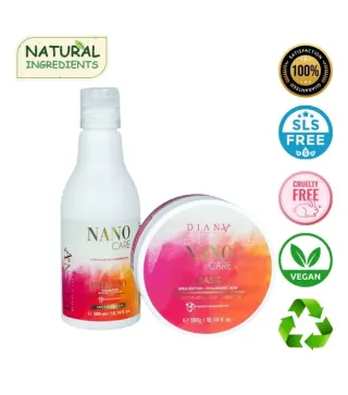 NanoGold Care Set – Shampooing et masque brésiliens après Nanoplastie, effet lissant prolongé 300ml + 300g