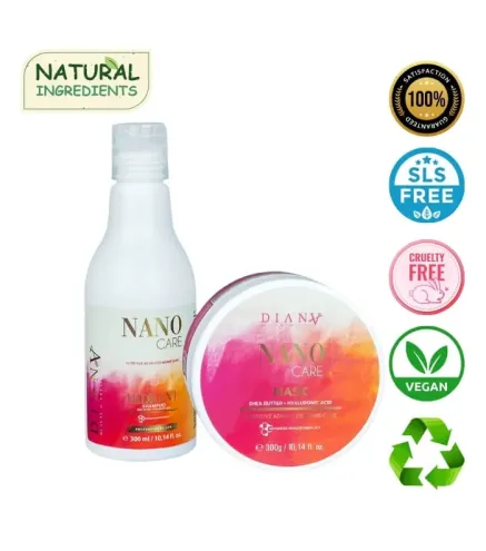 NanoGold Care Set – Shampooing et masque brésiliens après Nanoplastie, effet lissant prolongé 300ml + 300g
