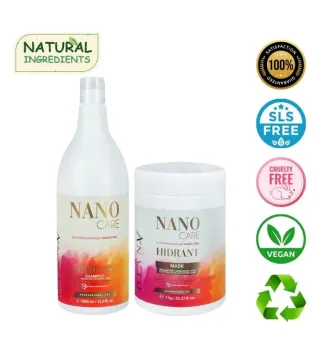 kopia NanoGold Care Zestaw – Brazylijski szampon i maska po nanoplastii, przedłużenie efektu prostowania 1000ml + 1000g