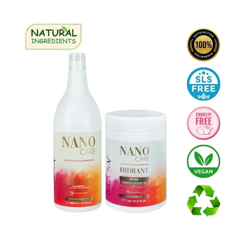 NanoGold Care Set – Shampooing et masque brésiliens après Nanoplastie, effet lissant prolongé 300ml + 300g