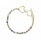Bracelet 'Heart' with Stones and Gold Beads, Gold Plated with 14k Gold