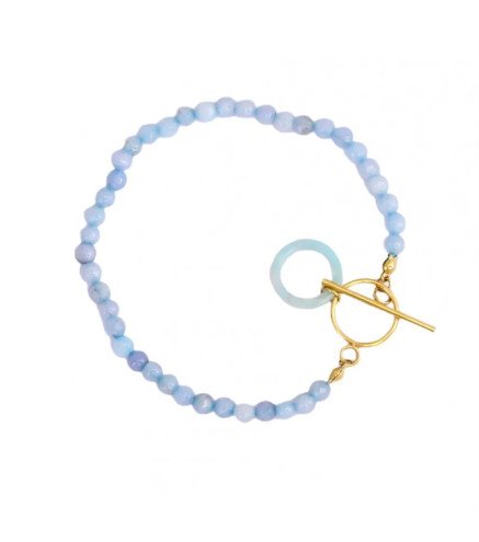 Bracelet 'Lazur' avec Pierres Bleues, Plaqué Or 14k