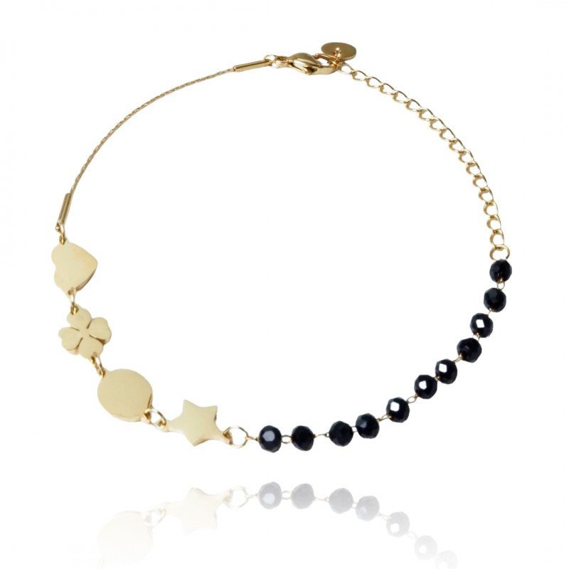 Bracelet 'Zwarte Parels' Gold Plated with 14k Gold