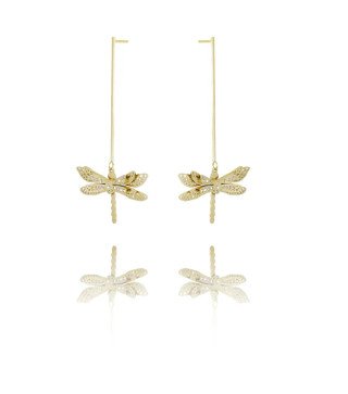 Boucles d'oreilles 'Dragonfly' Plaqué Or 14k