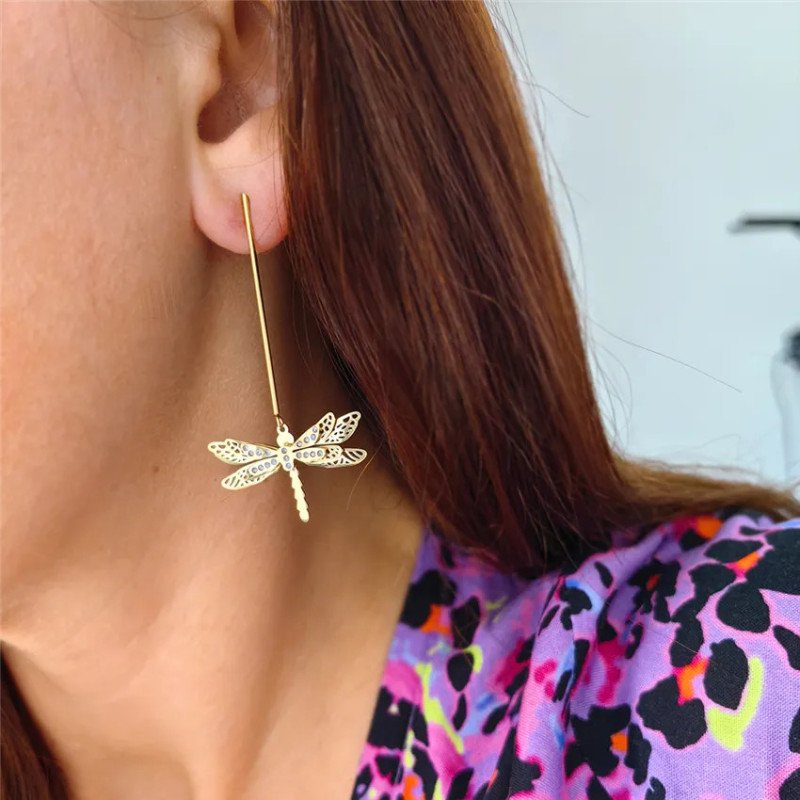 Ohrringe 'Dragonfly' Vergoldet mit 14k Gold