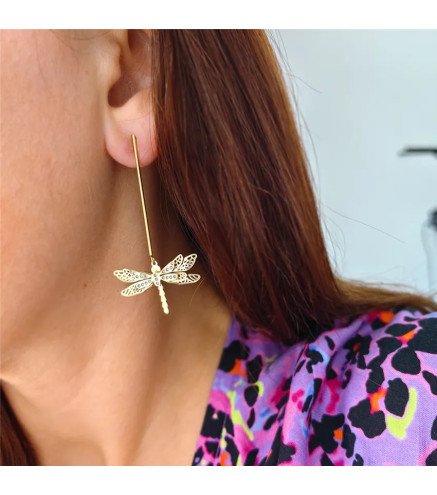 Earrings 'Dragonfly' Gold Plated with 14k Gold