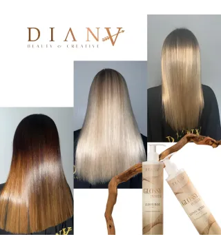 Glossy Power – Traitement Professionnel Brillance & Réparation : GlossyBase 300ml + GlossyActive 300ml | Diana Beauty & Creative