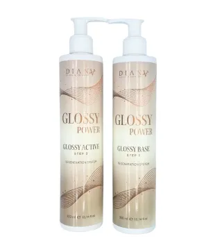 Glossy Power – Traitement Professionnel Brillance & Réparation : GlossyBase 300ml + GlossyActive 300ml | Diana Beauty & Creative