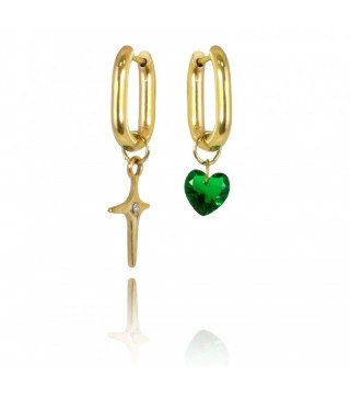 Boucles d'oreilles 'Star with Heart' Plaqué Or 14k