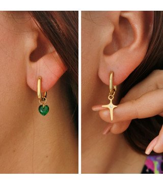 Boucles d'oreilles 'Star with Heart' Plaqué Or 14k