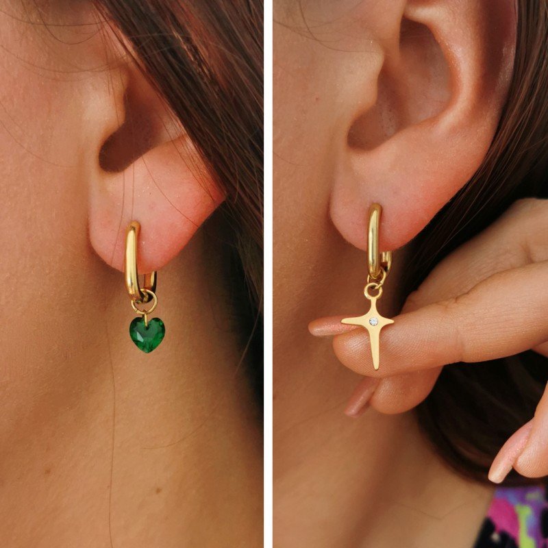 Earrings 'Star with Heart' Gold Plated with 14k Gold