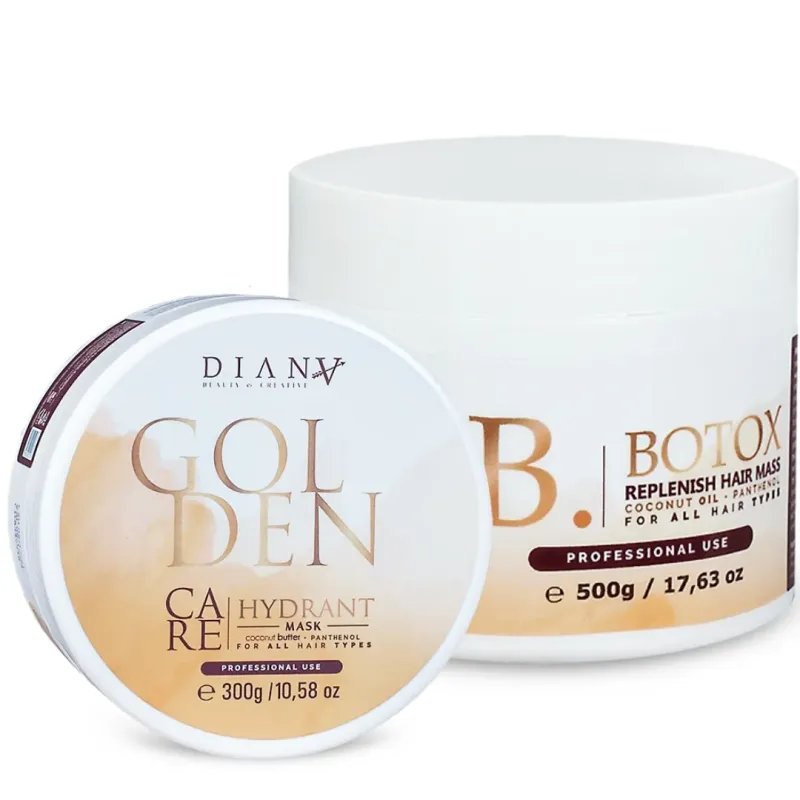 Golden HaarBotox – Traitement professionnel cheveux secs et bouclés 500g + 300g | Diana Beauty & Creative