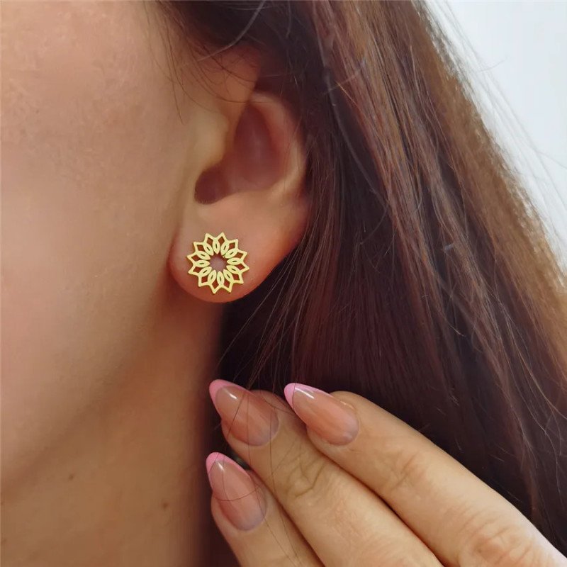 Boucles d'oreilles 'Vitrage' Inspirées par Vitrail, Plaqué Or 14k Boucles d'oreilles 'Vitrage' Inspirées par Vitrail, Plaqué Or 14k