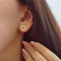 Boucles d'oreilles 'Vitrage' Inspirées par Vitrail, Plaqué Or 14k Boucles d'oreilles 'Vitrage' Inspirées par Vitrail, Plaqué Or 14k