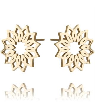 Boucles d'oreilles 'Vitrage' Inspirées par Vitrail, Plaqué Or 14k