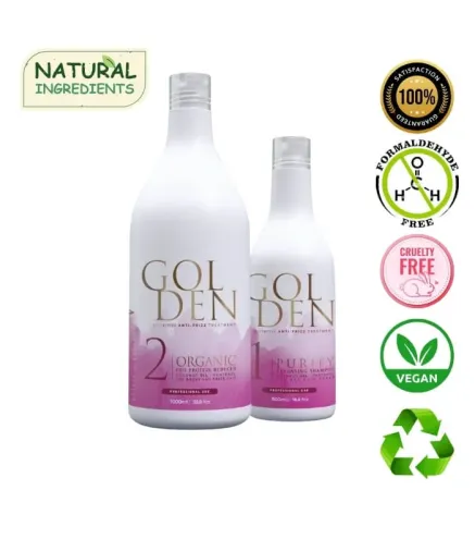 Golden Professional – Organiczne prostowanie i regeneracja włosów 1000 ml + szampon oczyszczający 500 ml