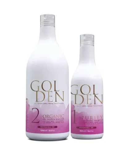 Golden Professional – Organische Haarglättung & Haarreparatur 1000 ml + Vorbehandlungsshampoo 500 ml | Diana Beauty & Creative