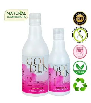 Golden Professional – Traitement de lissage & réparation capillaire bio 500 ml + shampooing purifiant 300 ml