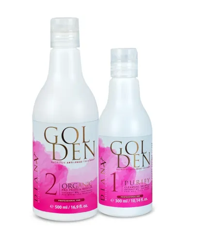 Golden Professional – Traitement de lissage & réparation capillaire bio 500 ml + shampooing purifiant 300 ml