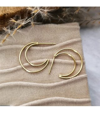 Boucles d'oreilles 'Rueda Doble' Plaqué Or 14k