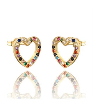 Earrings 'Rainbow Hearts' with Colorful Stones