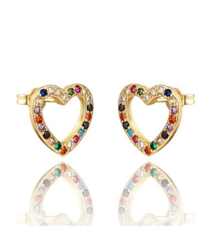 Boucles d'oreilles 'Rainbow Hearts' avec Pierres Colorées