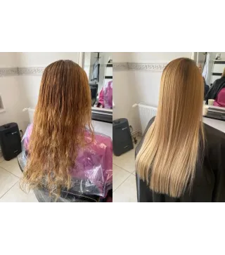 Golden Protein Blue – Organische proteïne steilbehandeling voor blond haar 1000ml + zuiverende shampoo 500ml