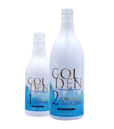 Golden Protein Blue – Organiczna kuracja prostująco-regenerująca do włosów blond 1000 ml + szampon oczyszczający 500 ml