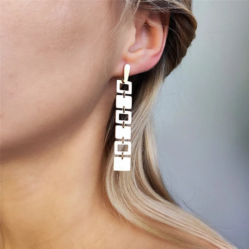 Boucles d'oreilles 'Cuadrí' Plaqué Or 14k