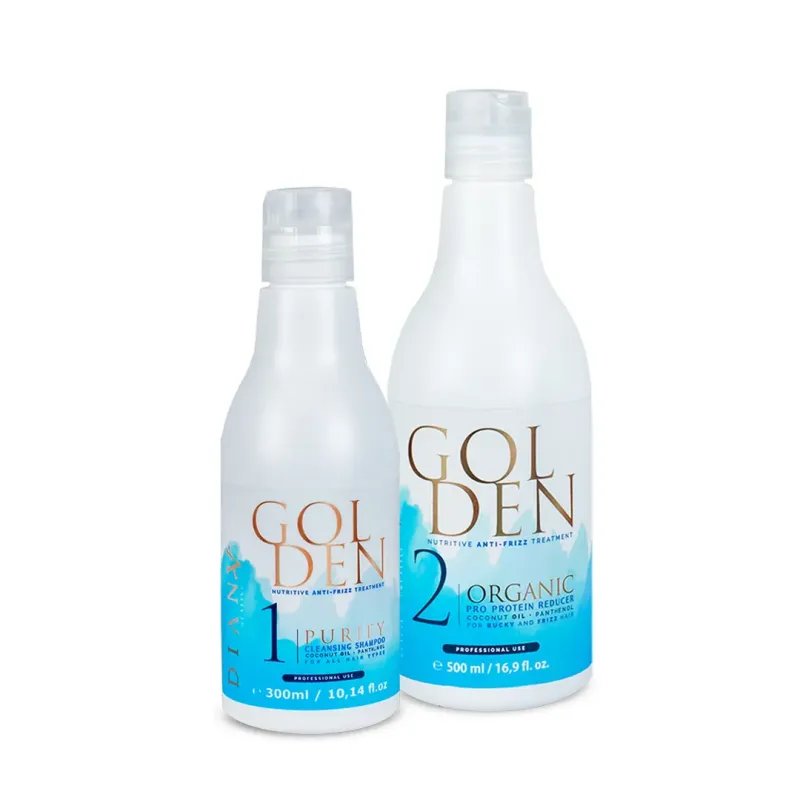 Golden Protein Blue – Organiczna kuracja prostująco-regenerująca do włosów blond 500 ml + szampon oczyszczający 30