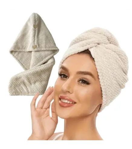 Turban / Serviette cheveux microfibre 65x25 cm – Beige | Diana Beauty