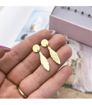 Earrings 'Listjes' Gold Plated with 14k Gold