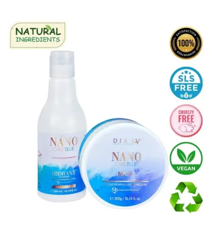 NanoBlue – Verzorgingsset voor blond haar na nanoplastie: Shampoo 300ml + Masker 300g | Diana Beauty & Creative