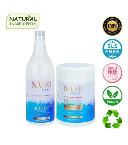 NanoBlue – Zestaw do pielęgnacji włosów blond po nanoplastii: Szampon 1000ml + Maska 1000g | Diana Beauty & Creative
