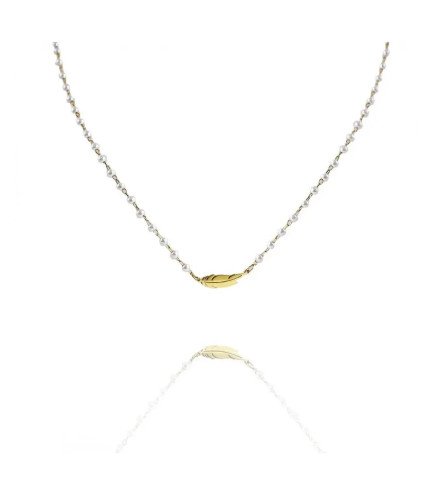 Naszyjnik ze stali szlachetnej FEATHER pearls white gold